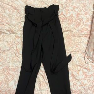 Black paper bag pants